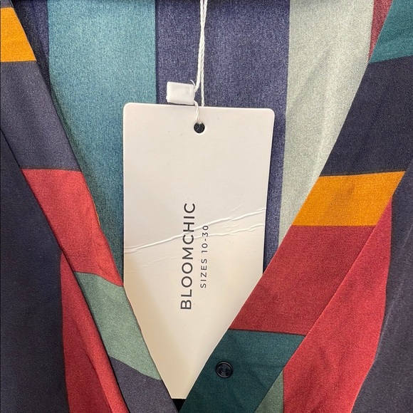 BloomChic Green and Blue Asymmetrical  Wrap Sundress - Picture 4 of 8